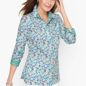 Talbots Cotton Button Down Shirt in Lovely Ditsy Floral Multicolor
